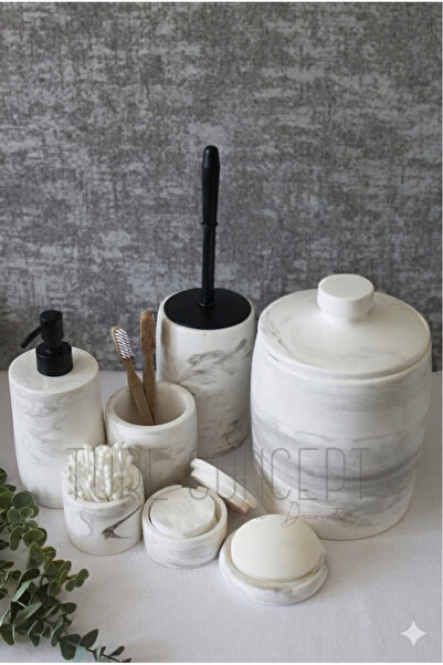 Ture Concept Σετ μπάνιου από μαρμάρινο σχέδιο μαύρης αντλίας και μαύρης βούρτσας από σκυρόδεμα