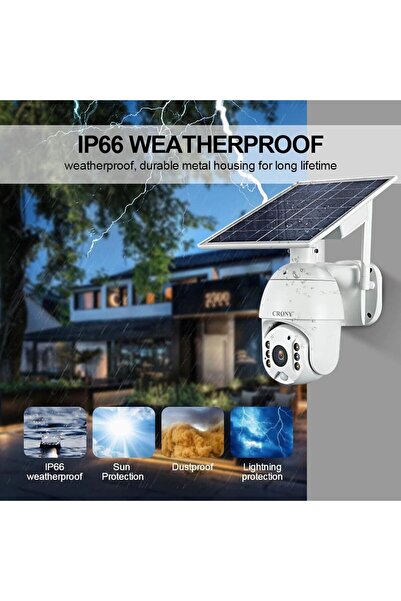 CRONY Security CCTV Solar Camera - Full Color Night Vision, 4G Outdoor PTZ, 1080P
