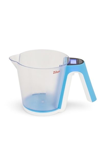 Zilan Cântar digital de bucătărie ZLN – 2 kg, bol de 1,2 l, tară, LCD, albastru