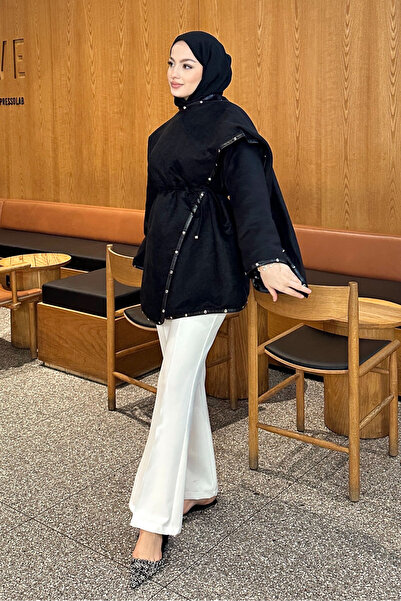 Ovn. جاكيت جلد نوبوك بتفاصيل جلدية - أسود