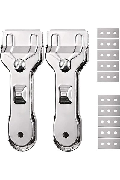 EXCEFORE 2 Pack Glass Scraper with 10 Two-Sided Blades (Non-Scratch)
