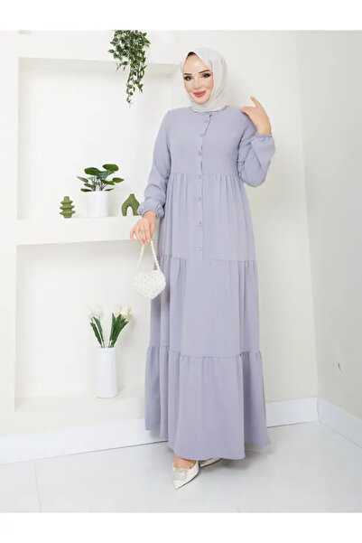 exxitcollection Women's Ayrobin Stylish and Comfortable Cut Fabric Full Length Hijab Dress