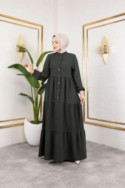 exxitcollection Women's Ayrobin Stylish and Comfortable Cut Fabric Full Length Hijab Dress