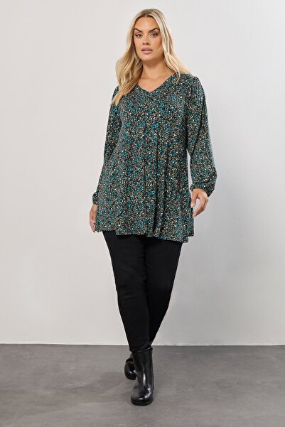 Stil Diva Plus Size V-Neck Long Sleeve Floral Pattern T-Shirt 322980