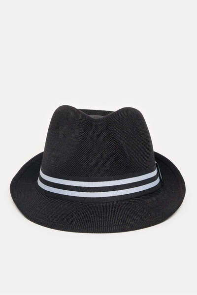 REDTAG Men Black Fedora Hat With Band