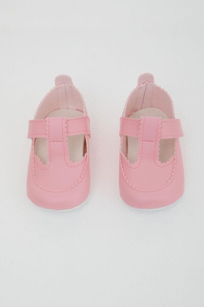 Bebiccino Baby Girl Booties Shoes with Velcro, Size 18-19, Pink