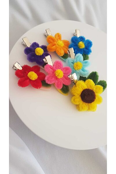 Badem Hediyecilik Handmade Colorful Flower Hair Clip – Soft Texture, Stylish ...