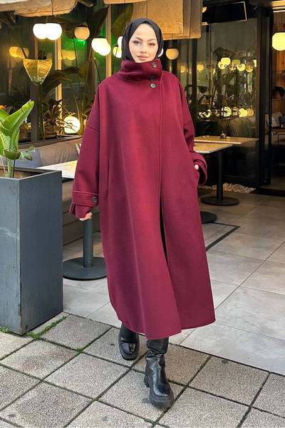 Ovn. Triline 3 Button Cashmere Coat - Burgundy