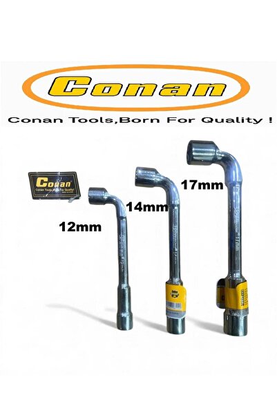 CONAN مجموعة مفاتيح ربط طويلة على شكل حرف L مكونة من 3 قطع (12/14/17 مم) - فولاذ كربوني مقوى