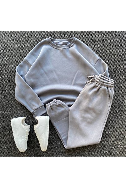 THANBUTİK طقم ملابس علوية وسفلية من القطن مكون من قصة فضفاضة قطع للجنسين