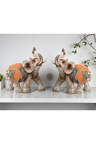 e-life shop Lüks Nakış İşlemeli Feng Shui Şans ve Bereket 2li Fil Heykeli 13 ...