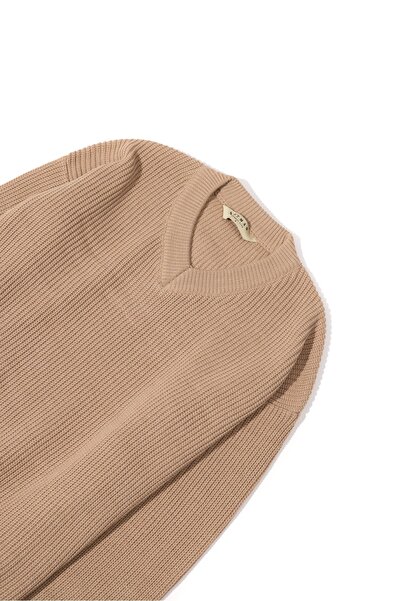 no7man Evolan Beige V-Neck Double Loose Sweater