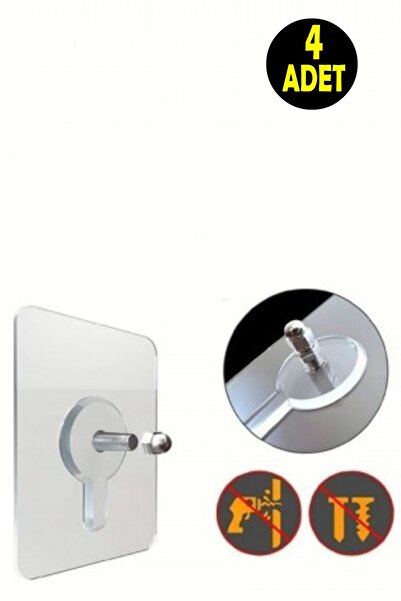 usin DÖRT ADET Güçlü Vantuzlu Askı Yapışkanlı Çerçeve Saat Resim Tava Kepçe K...