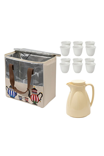 mawfoor طقم التخييم سلة رحلات + ترمس 0.5L + فناجين 12 حبه