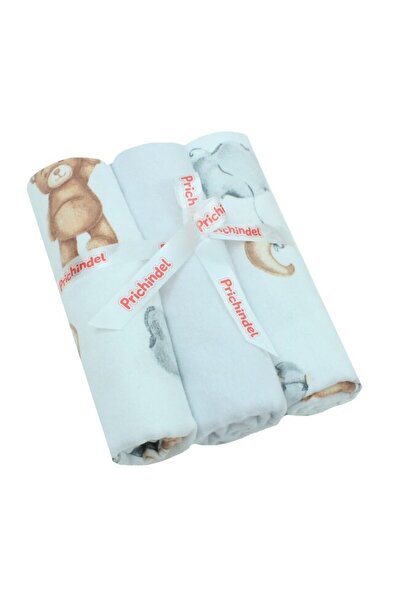 PRICHINDEL Set de 3 scutece, flanel de bumbac, Ursuleț cu baloane, multicolor...