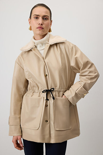 Touché Privé Δερμάτινο μπουφάν με γούνινο γιακά