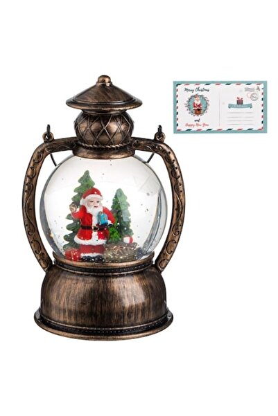 AB HOMES Glob Premium de Zăpadă în Formă de Felinar, cu LED, Muzică și Moș Cr...