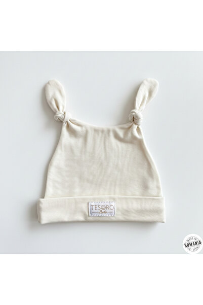 OEM Ecru cotton baby hat with playful ears
