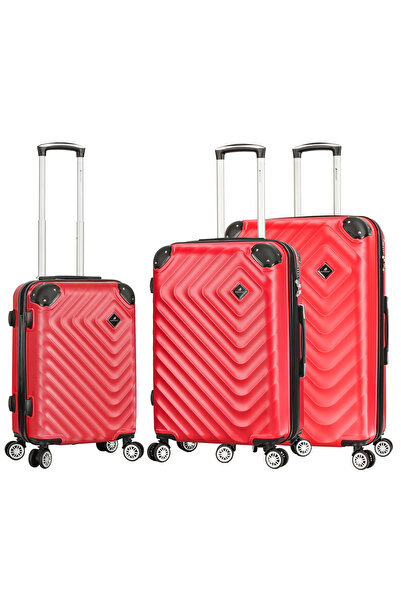 Madisson SW44103 trolley set, ABS, code, 4 double wheels, 3 pieces, red