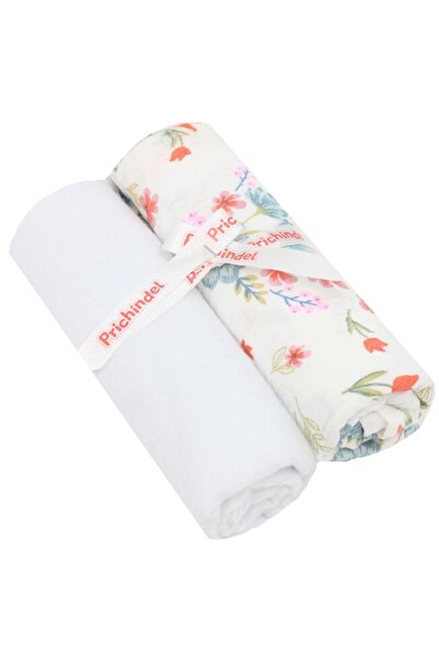 PRICHINDEL Set de 2 fețe de pânză, muselină și fin, Albăstrele și Lalele, alb...