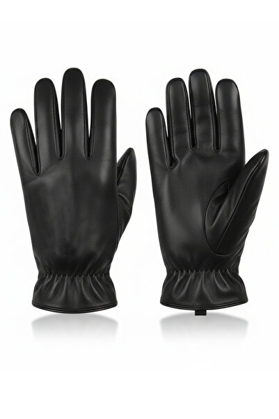 DeepSEA Men's Black Fur Lined Touch Screen Compatible Faux Leather Gloves 2600164