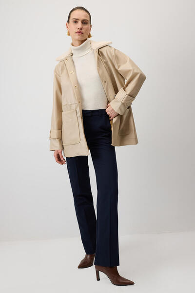 Touché Privé Δερμάτινο μπουφάν με γούνινο γιακά