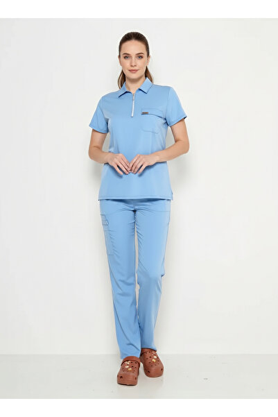 Class Üniforma Униформа за медицински сестри и лекари с поло яка, бебешко синьо, униформа за жени