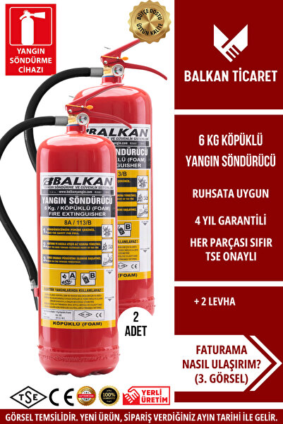 Balkan Ticaret 6KG YANGIN SÖNDÜRME CİHAZI KÖPÜKLÜ 2 ADET LEVHA TSE HYB CE BEL...