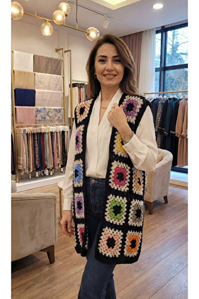 Elit Scarf Hand Knitted Sleeveless Cardigan