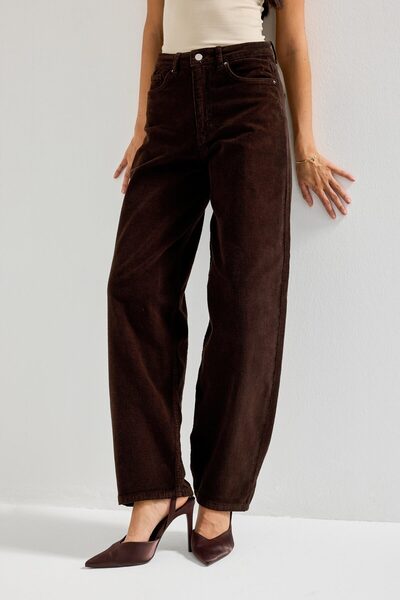 it's basic Pantaloni pentru femei, maro închis, 29w5-81, Skater Fit Slim F material reiat din catifea din țesătură catifea