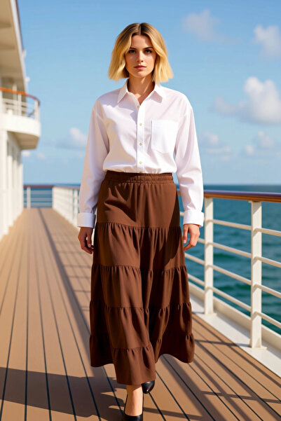 BENERLY Women's Maxi Skirt Regular Waist Elastic Waist Aerobin Fabric Functio...