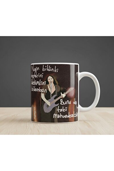 sartre art "Şebnem Ferah" Şarkı Sözü Tasarımlı Hediyelik Özel Tasarım Porsele...