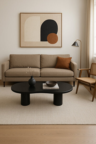 Trihome Modern Organik Form Masif Orta Sehpa – Minimal Tasarım, Oval Beyaz Sa...