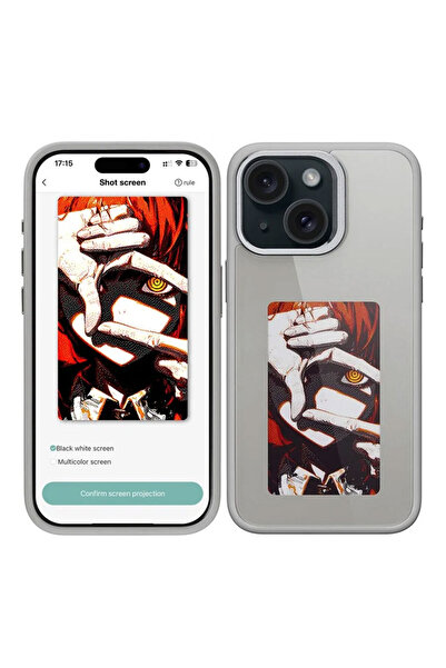 Apple InkLed Case for iPhone 15 Pro, ShockProof, with Digital Screen, Microfiber, PC+TPU, Gray