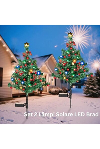 OEM Set of 2 Solar LED Fir Lights 68 cm – Multicolor, Waterproof, Foot Mounted