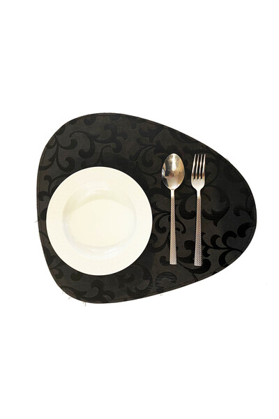 Adalinhome Set de 6 covorașe din piele cu două fețe (negru-negru cu model)