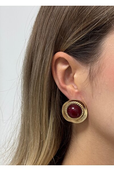 KİLİGİSTANBUL Black & Burgundy Retro Earrings