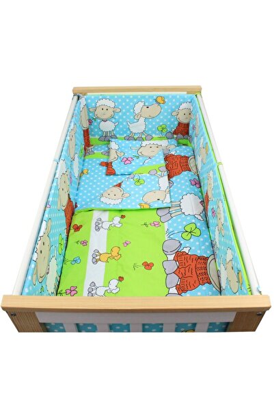 PRICHINDEL 5-piece bedding set, cotton, Little Sheep, turquoise, 120x60 cm