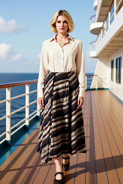 BENERLY Fusta maxi asimetrică cu șliț pentru femei, 100% viscoză, funcțională...