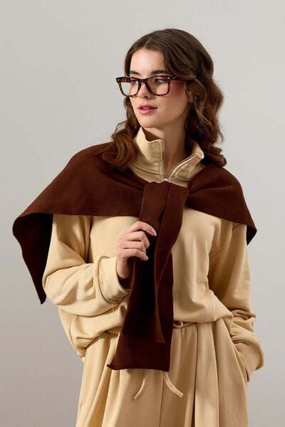 Ceylan Otantik Μπεζ φούτερ με μισό φερμουάρ με 3 κλωστές