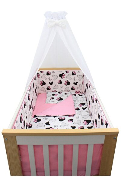 PRICHINDEL Set de lenjerie de pat cu baldachin, 6 piese, bumbac (verso roz), ...