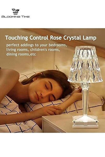 BLOOMING TIME Crystal Touch Control Small Table Lamp-3 Color Changing Decorative Lighting Led Atmosphere Desk Ligh