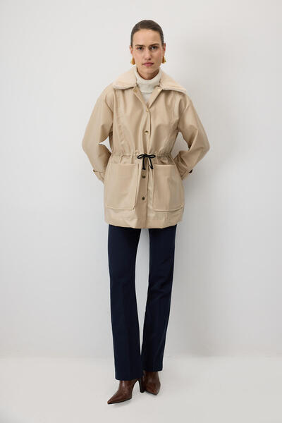 Touché Privé Δερμάτινο μπουφάν με γούνινο γιακά