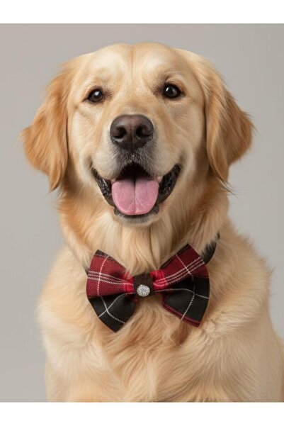 Kemique Aristocratic Large and Medium Breed Dog Bow Tie |   Plaid Pattern Sil...