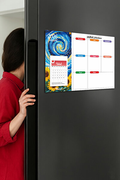 Tieni 2026 Takvimli | Buzdolabı Magnetli Haftalık Planlayıcı | Silinebilir Mıknatıslı Yazı Tahtası |Kd1144