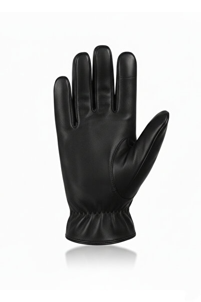 DeepSEA Men's Black Fur Lined Touch Screen Compatible Faux Leather Gloves 2600164