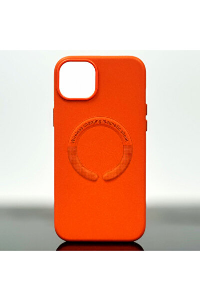 Apple iPhone 15 Pro Case, with MagSafe, -Leather, Orange