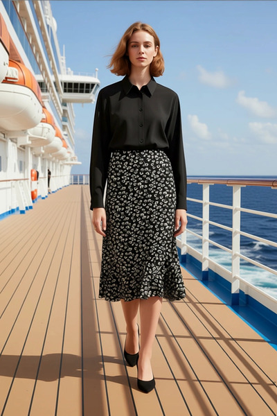 BENERLY Γυναικεία ψηλόμεση μίντι πλεκτή φούστα με σχέδιο ζώων, λειτουργική, α...