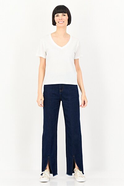 Brave Soul Women V-Neck Short Sleeve Plain T-Shirt, White