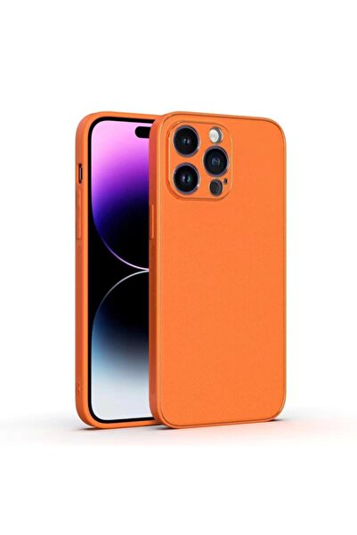 Apple iPhone 14 Case, -Leather, TPU Edge, Orange